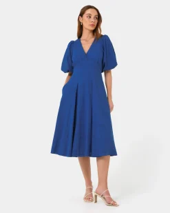Iris Puff Sleeve Midi Dress