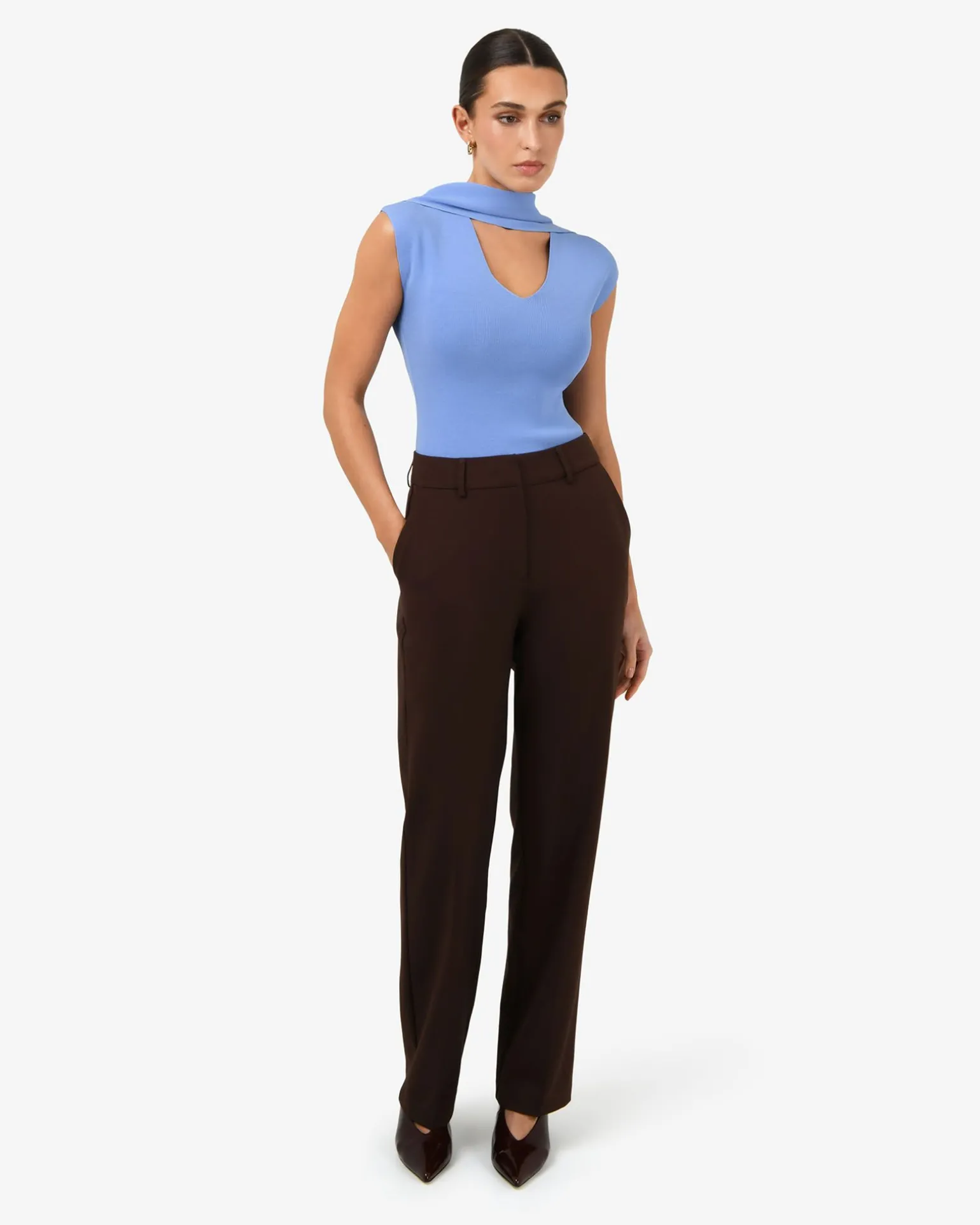 Isadora V-neck Scarf Knit Top