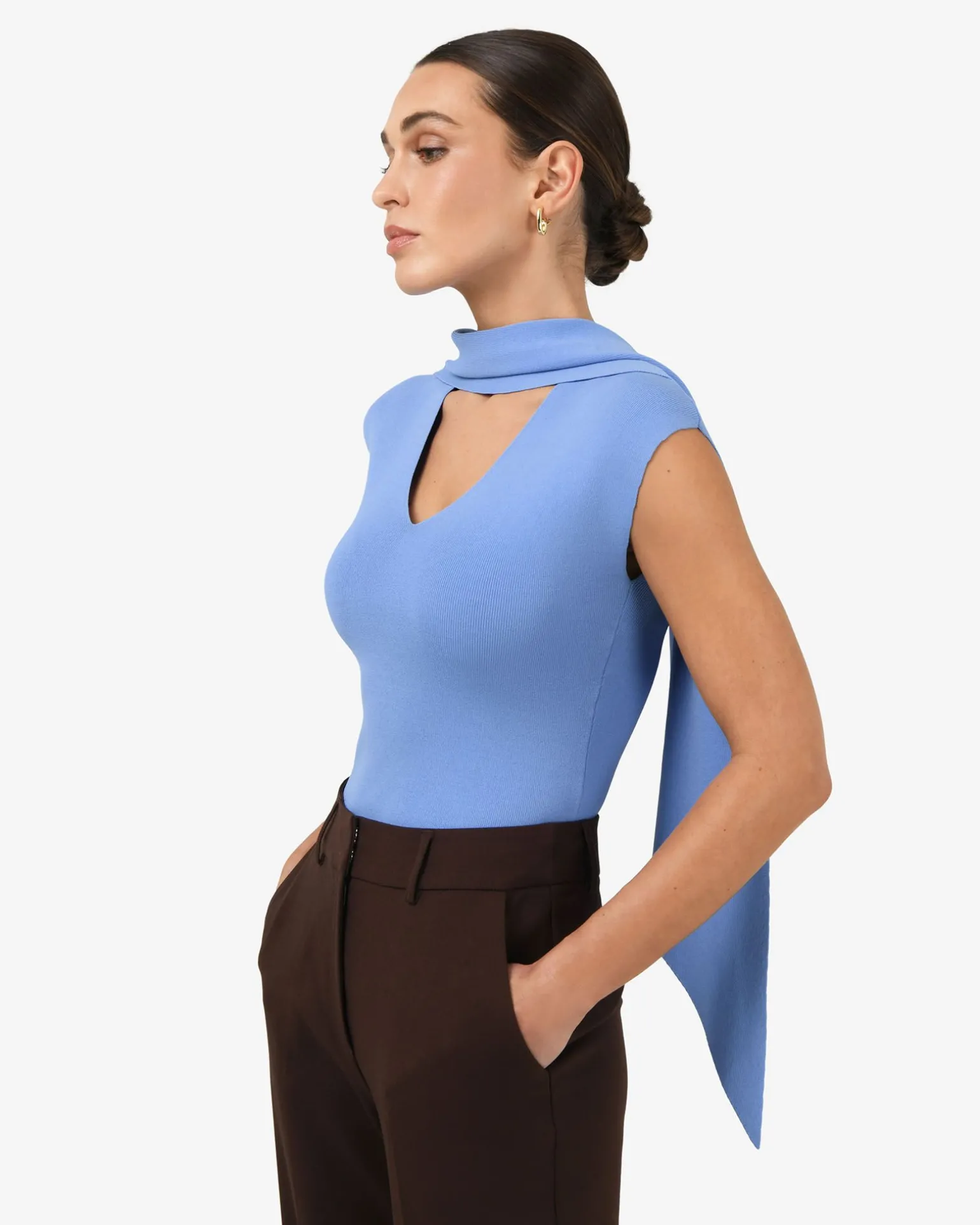 Isadora V-neck Scarf Knit Top