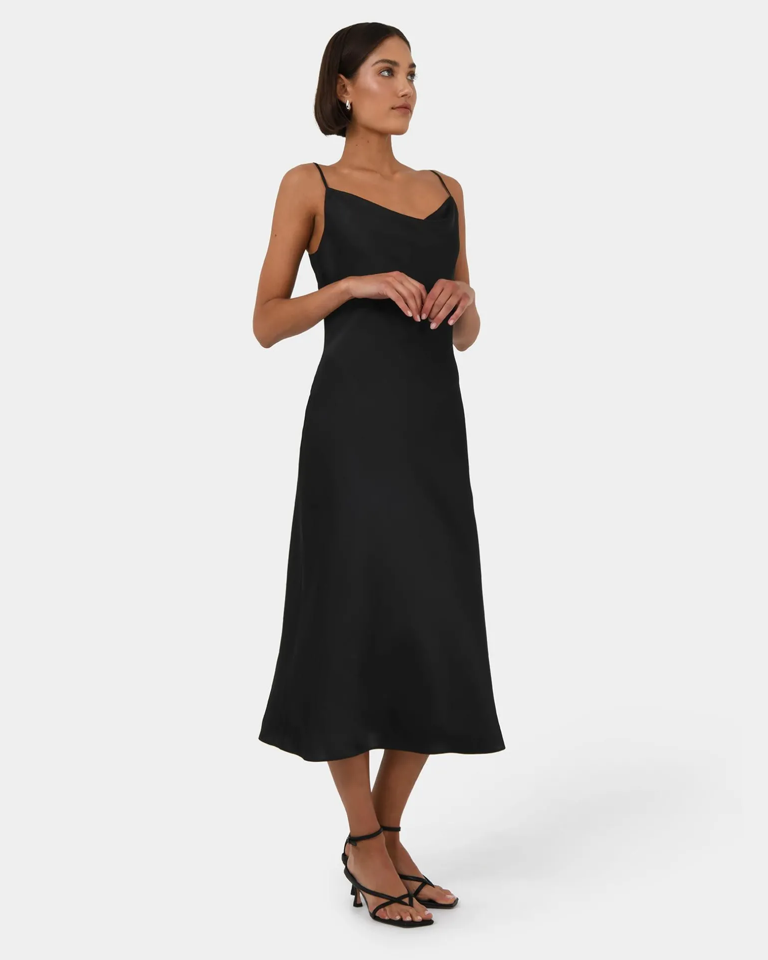 Joy Satin Cowl Neck Dress