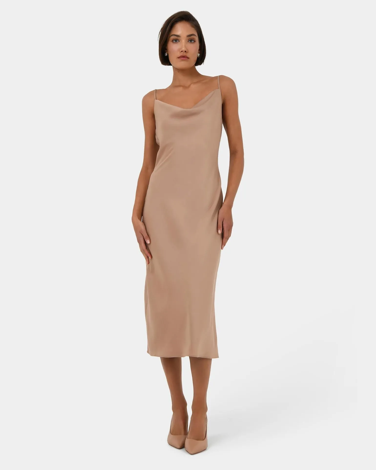 Joy Satin Cowl Neck Dress
