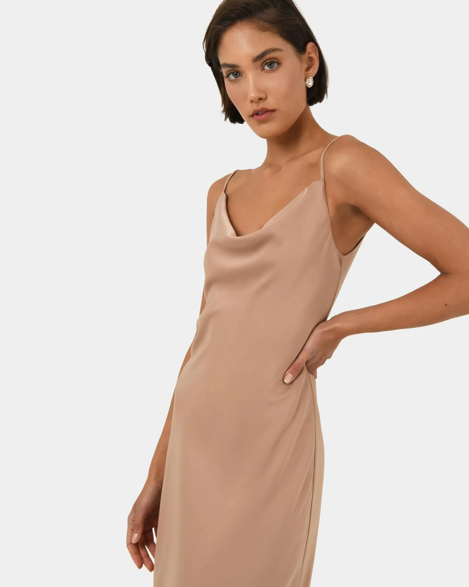 Joy Satin Cowl Neck Dress