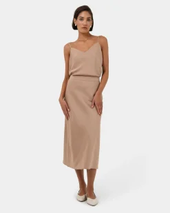Joy Satin Midi Skirt