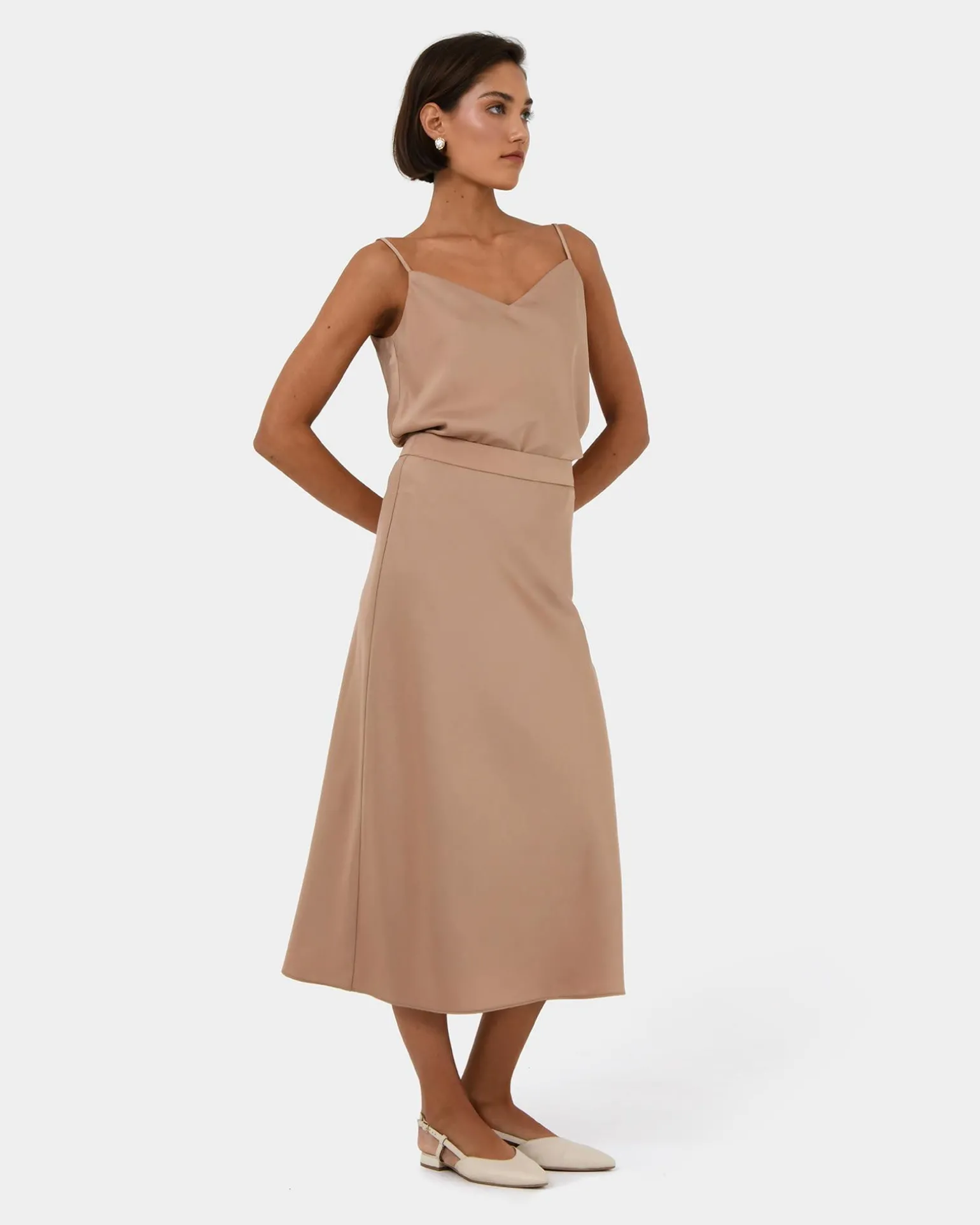 Joy Satin Midi Skirt