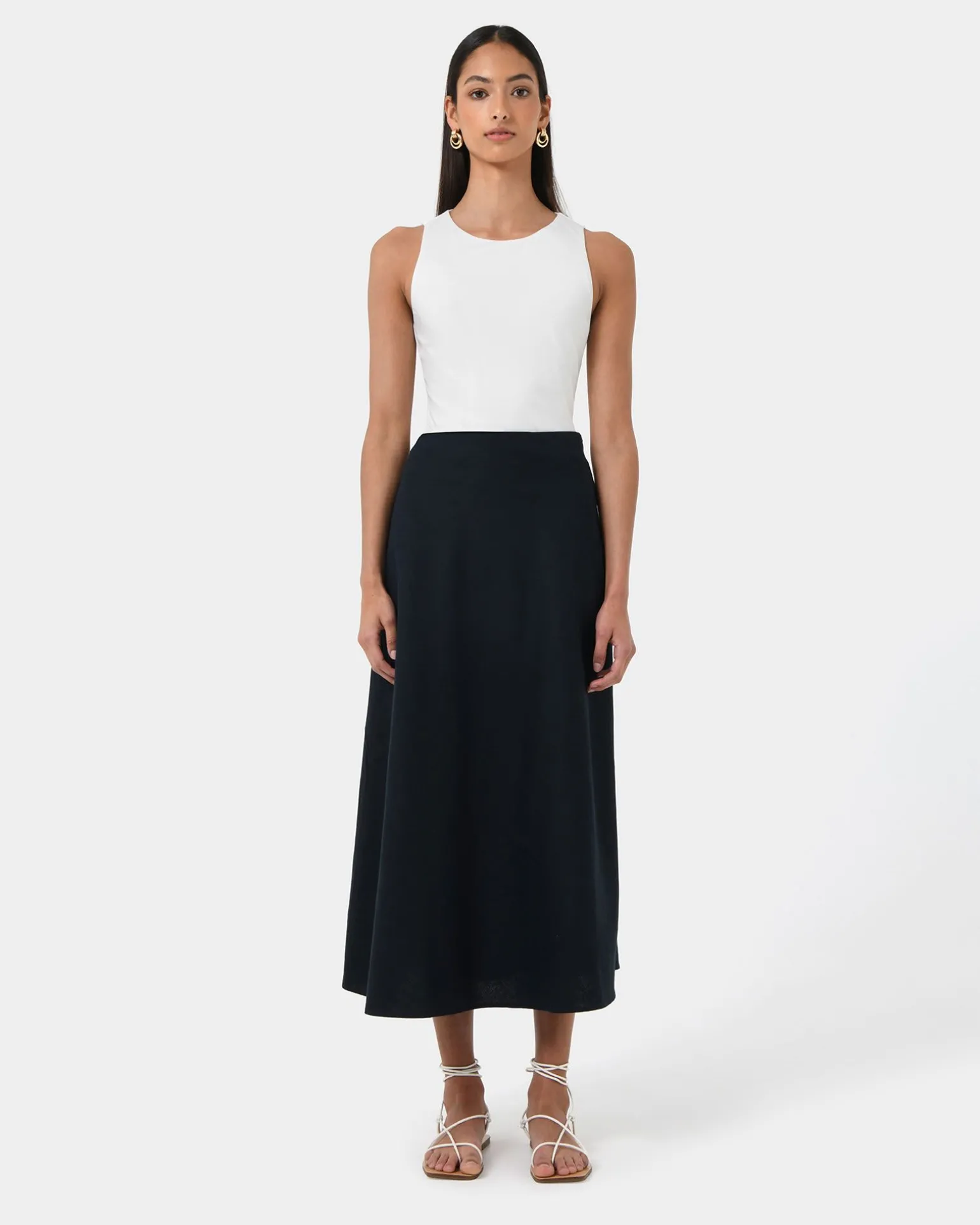 Kade Linen Blend Midi Skirt