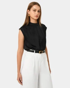 Kiar Pleated Satin Top