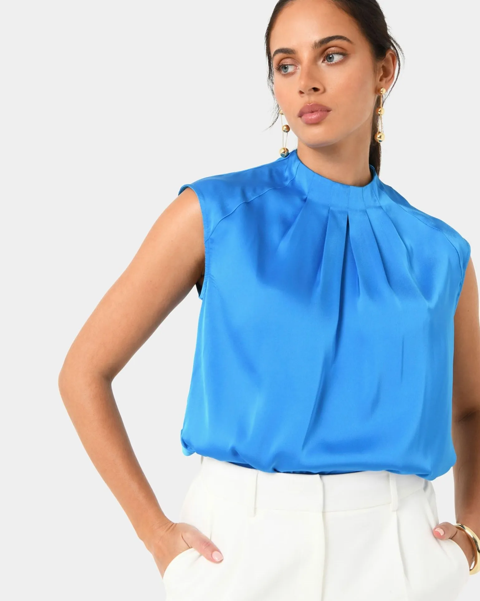 Kiar Pleated Satin Top