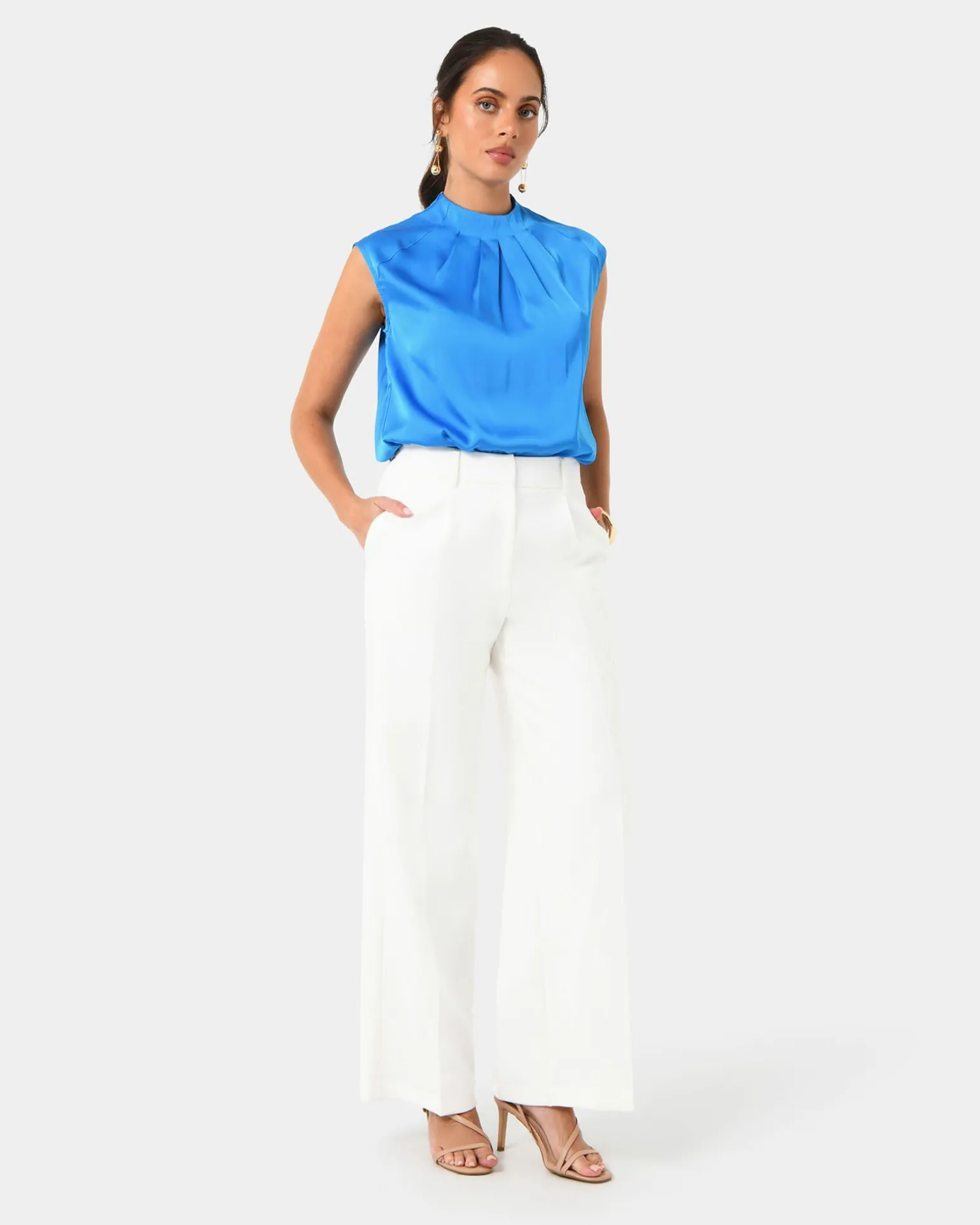 Kiar Pleated Satin Top