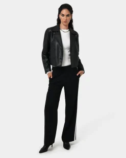 Kim Cropped Pu Leather Jacket