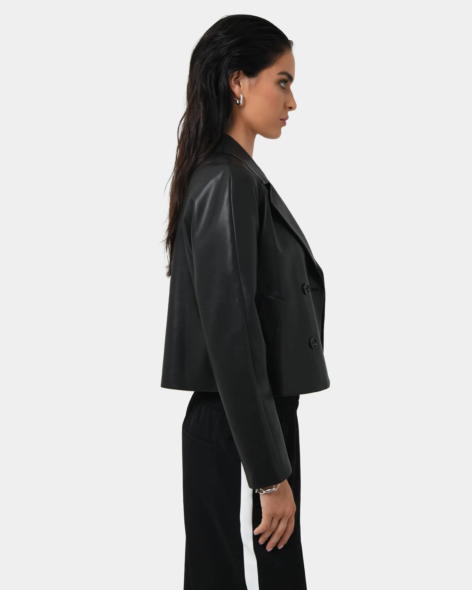 Kim Cropped Pu Leather Jacket