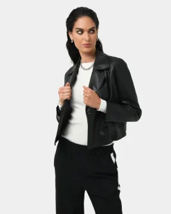 Kim Cropped Pu Leather Jacket