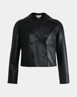 Kim Cropped Pu Leather Jacket