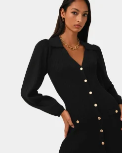 Lara Collar Midi Knit Dress
