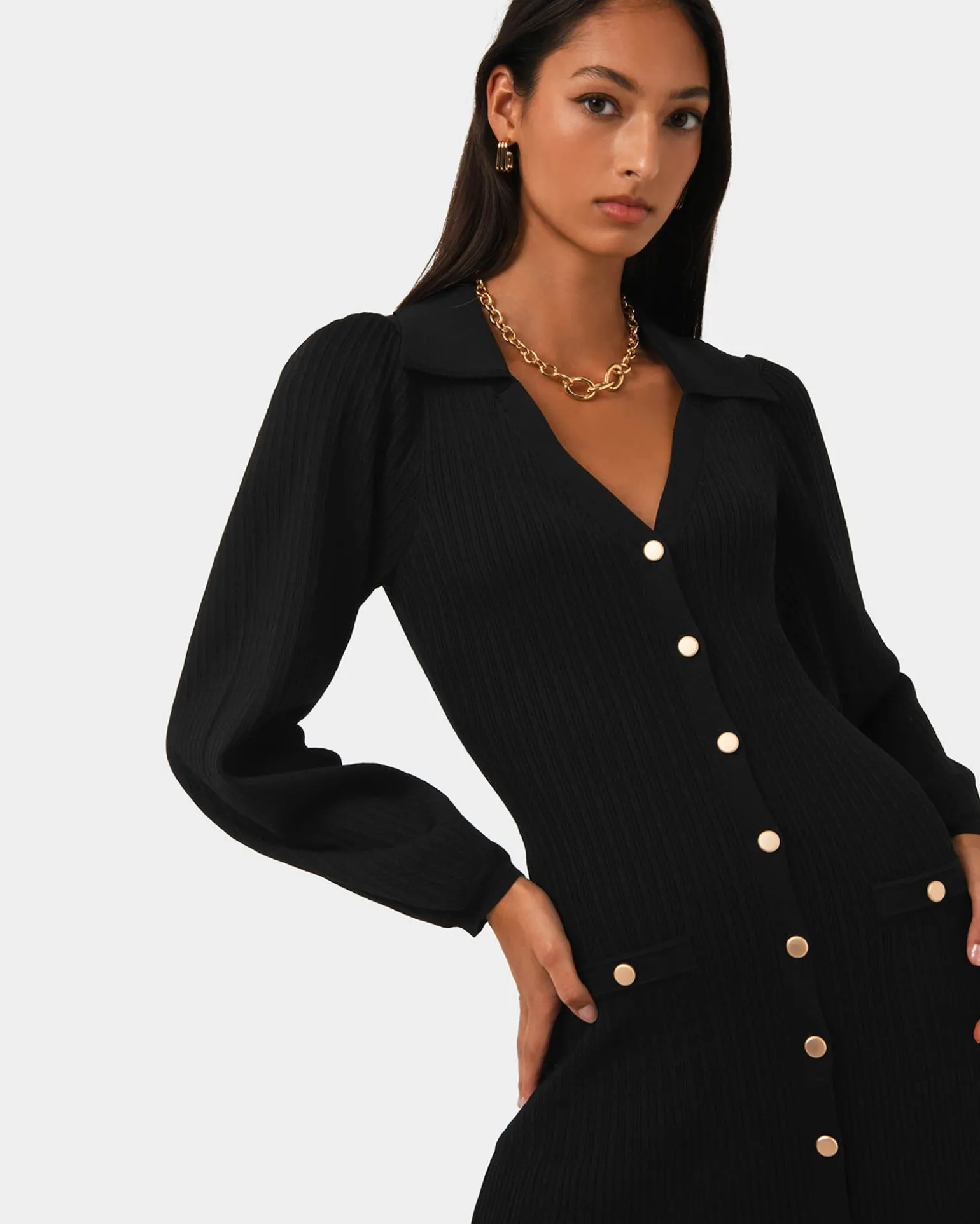 Lara Collar Midi Knit Dress