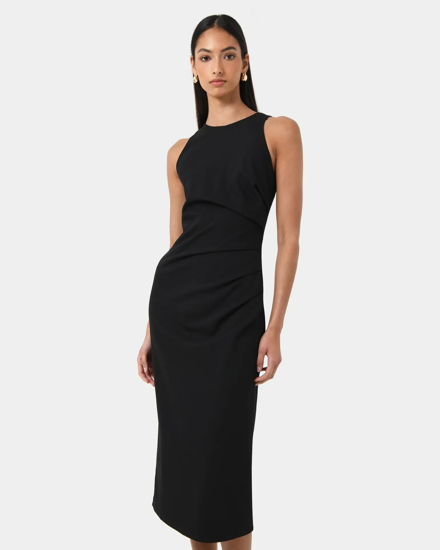 Leah Side Ruched Midi Dress