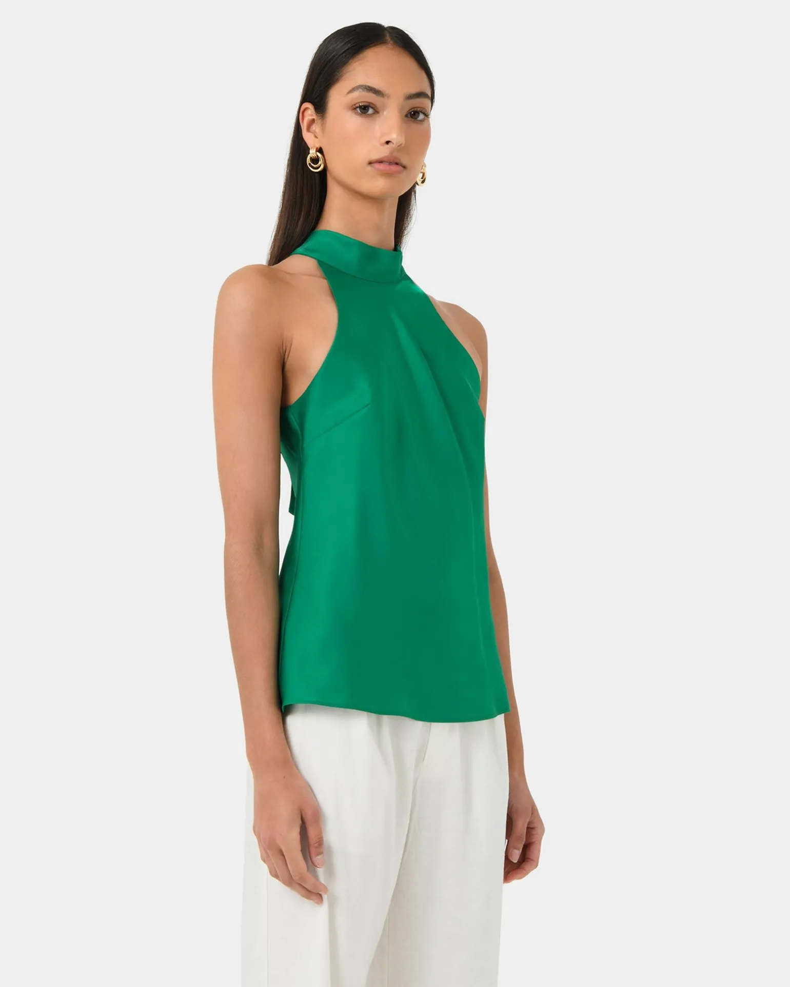 Leana Satin Bias Tie Top