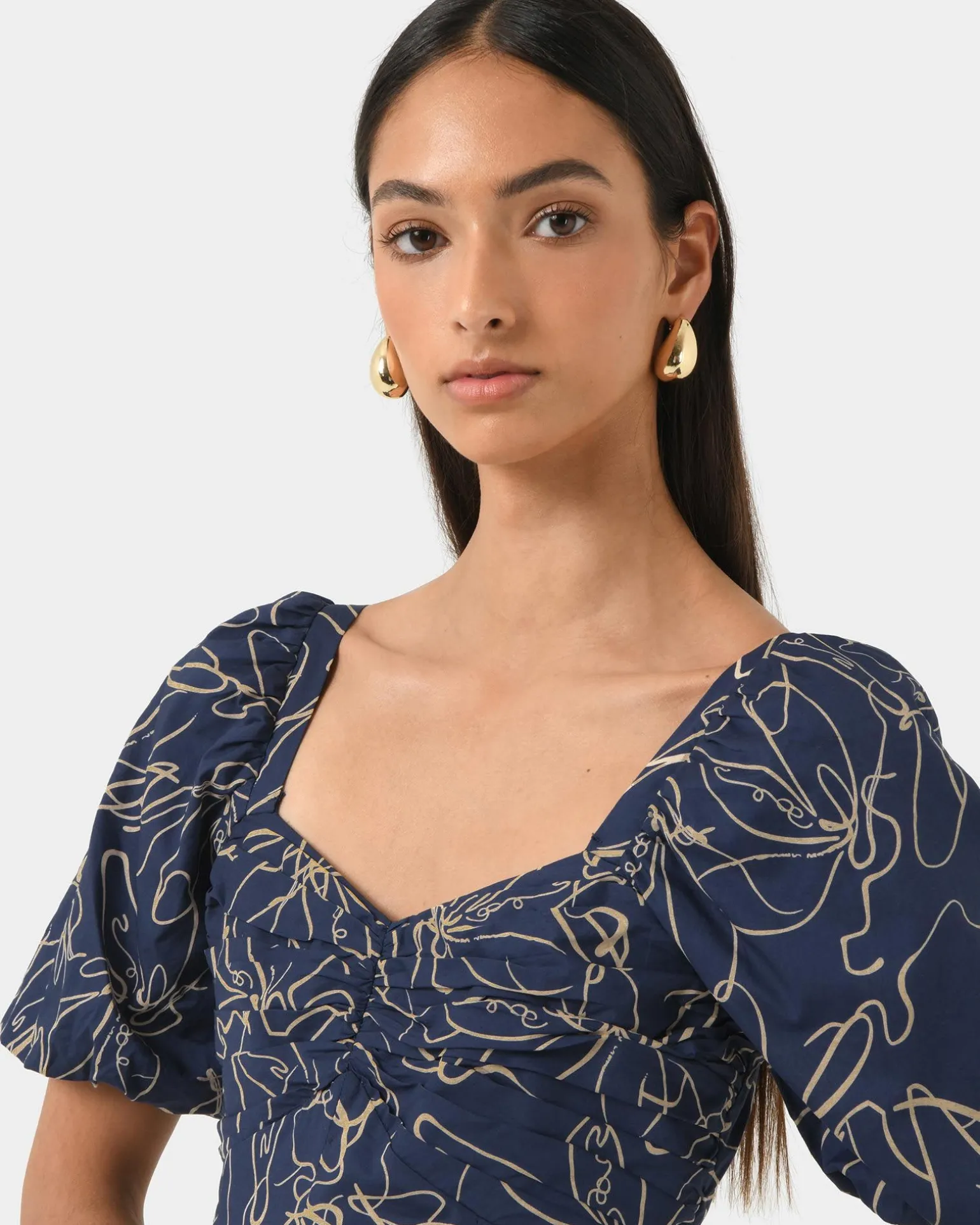 Leen Puff Sleeve Midi Dress
