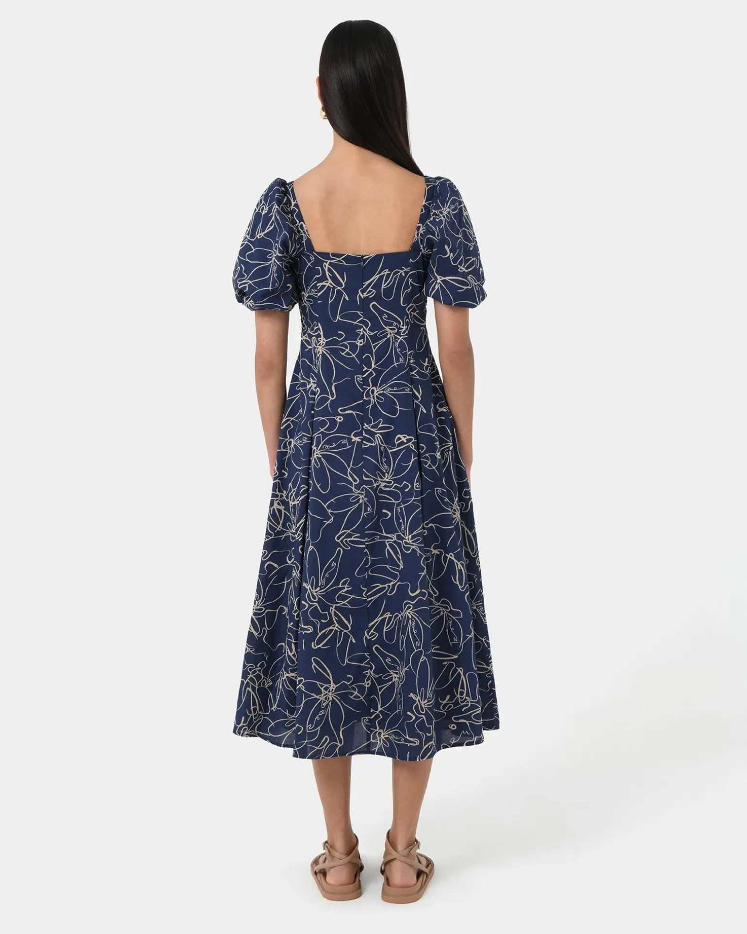 Leen Puff Sleeve Midi Dress