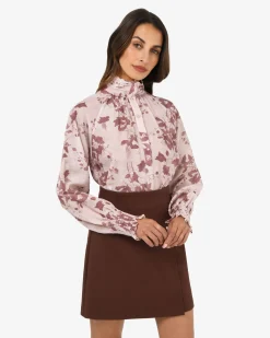 Lesley High Neck Floral Blouse