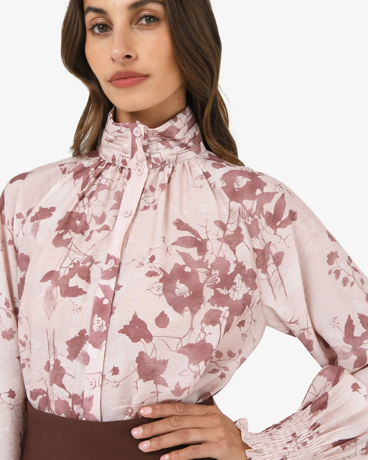 Lesley High Neck Floral Blouse
