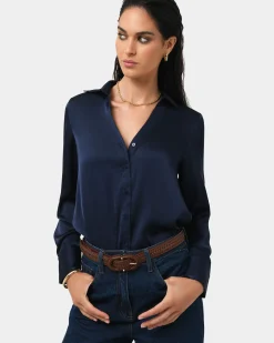 Lila V-neck Satin Blouse