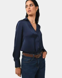 Lila V-neck Satin Blouse