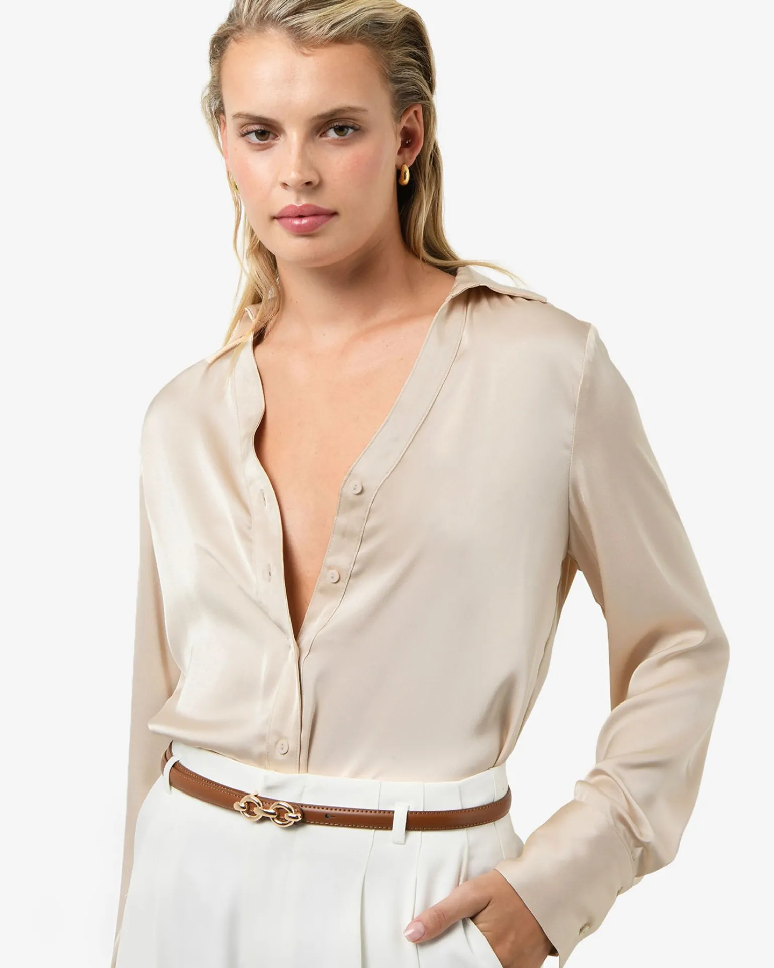 Lila V-neck Satin Blouse