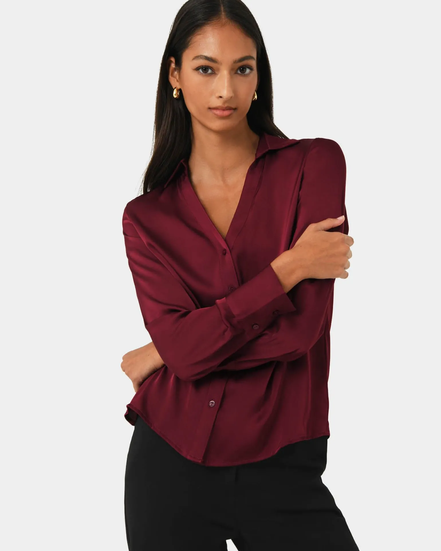 Lila V-neck Satin Blouse