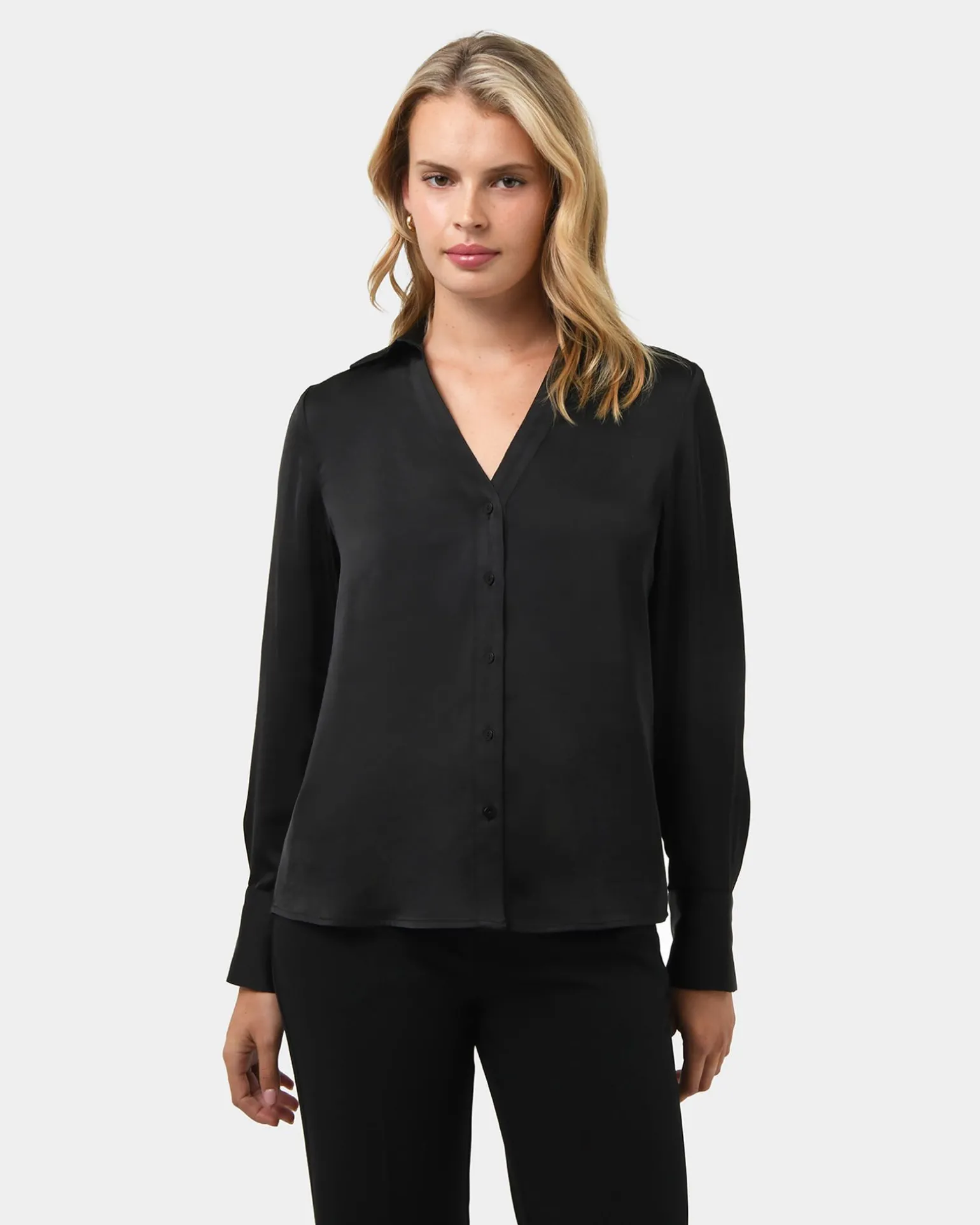 Lila V-neck Satin Blouse