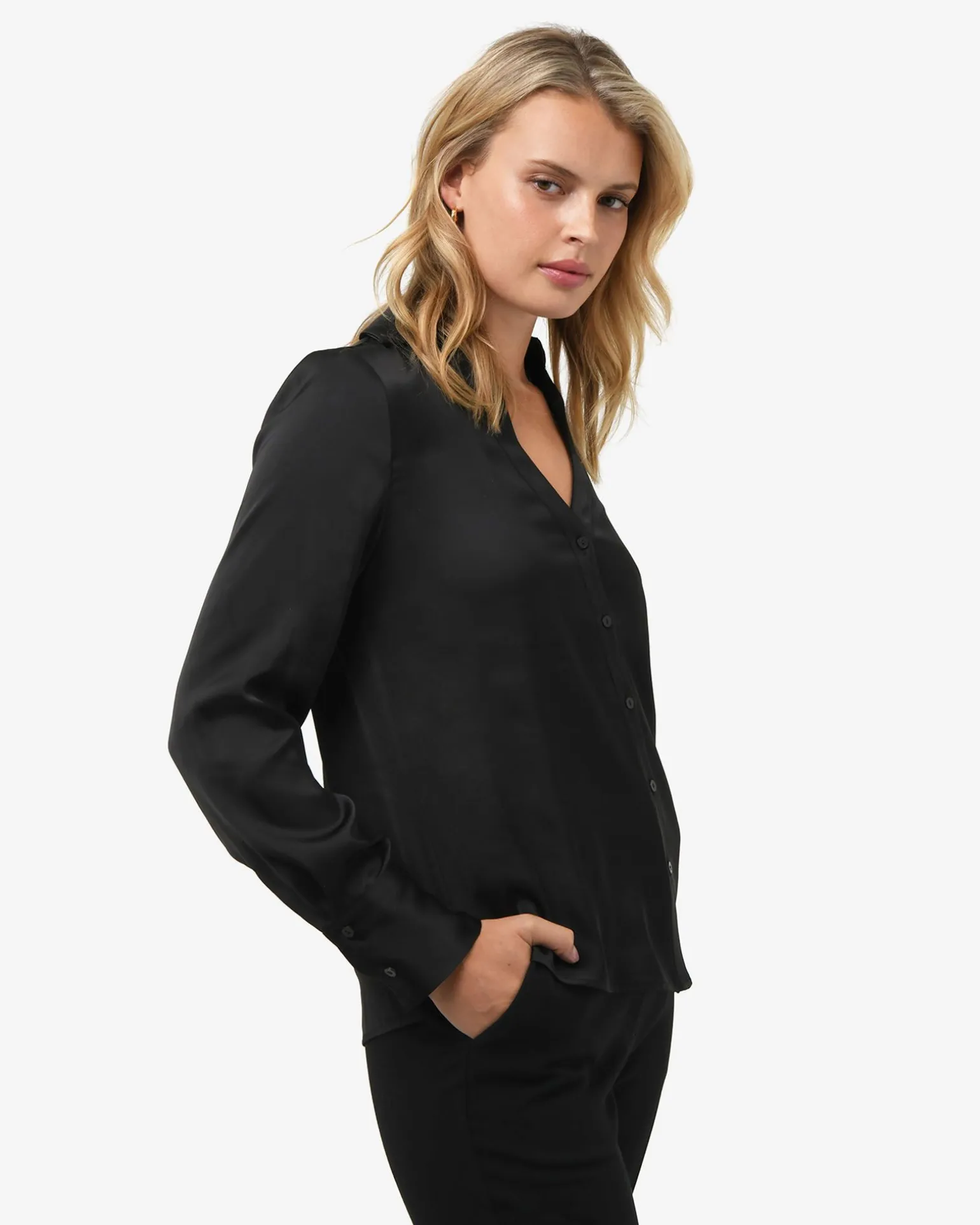 Lila V-neck Satin Blouse