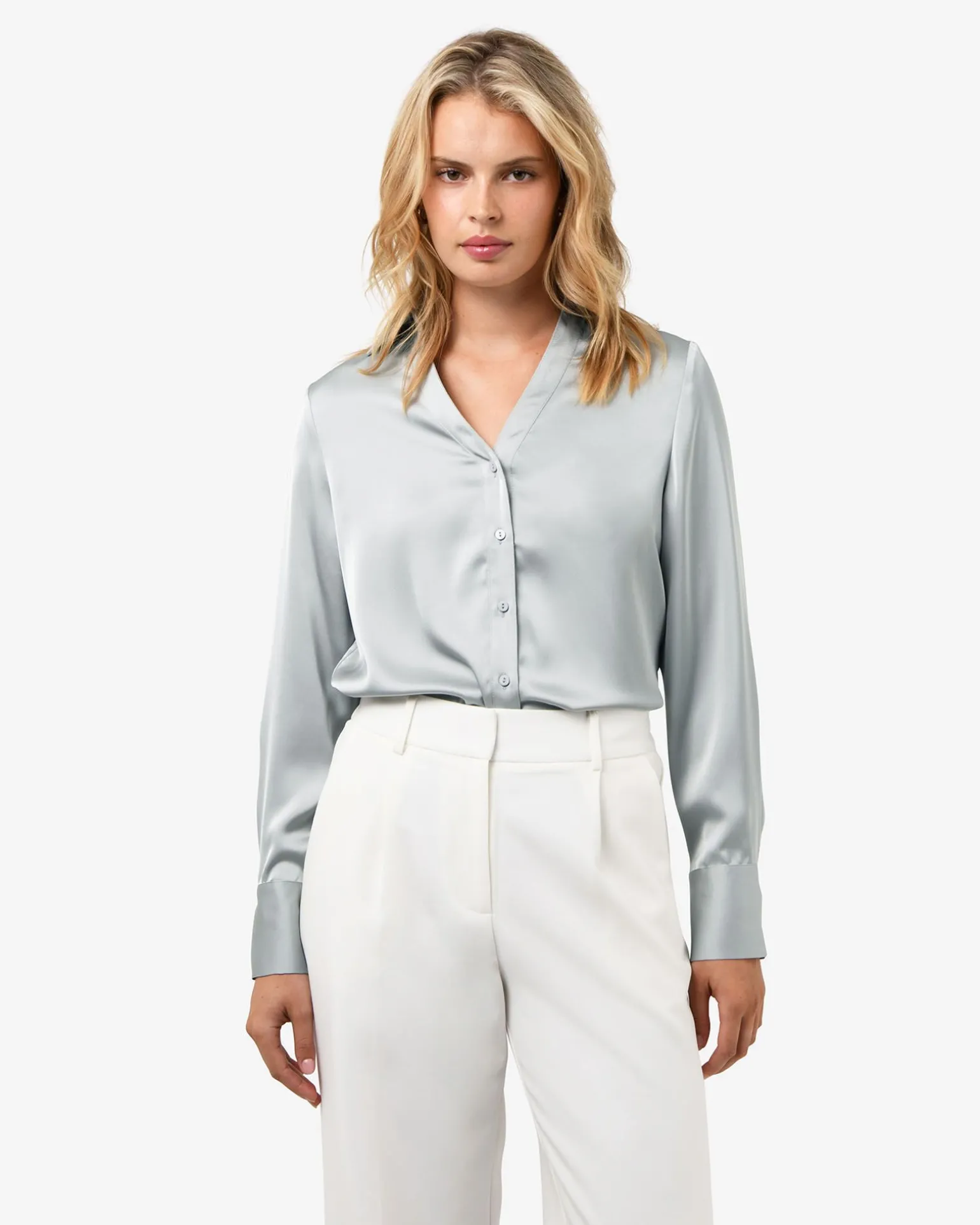 Lila V-neck Satin Blouse