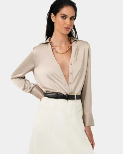 Lila V-neck Satin Blouse
