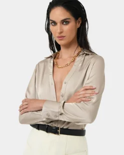 Lila V-neck Satin Blouse