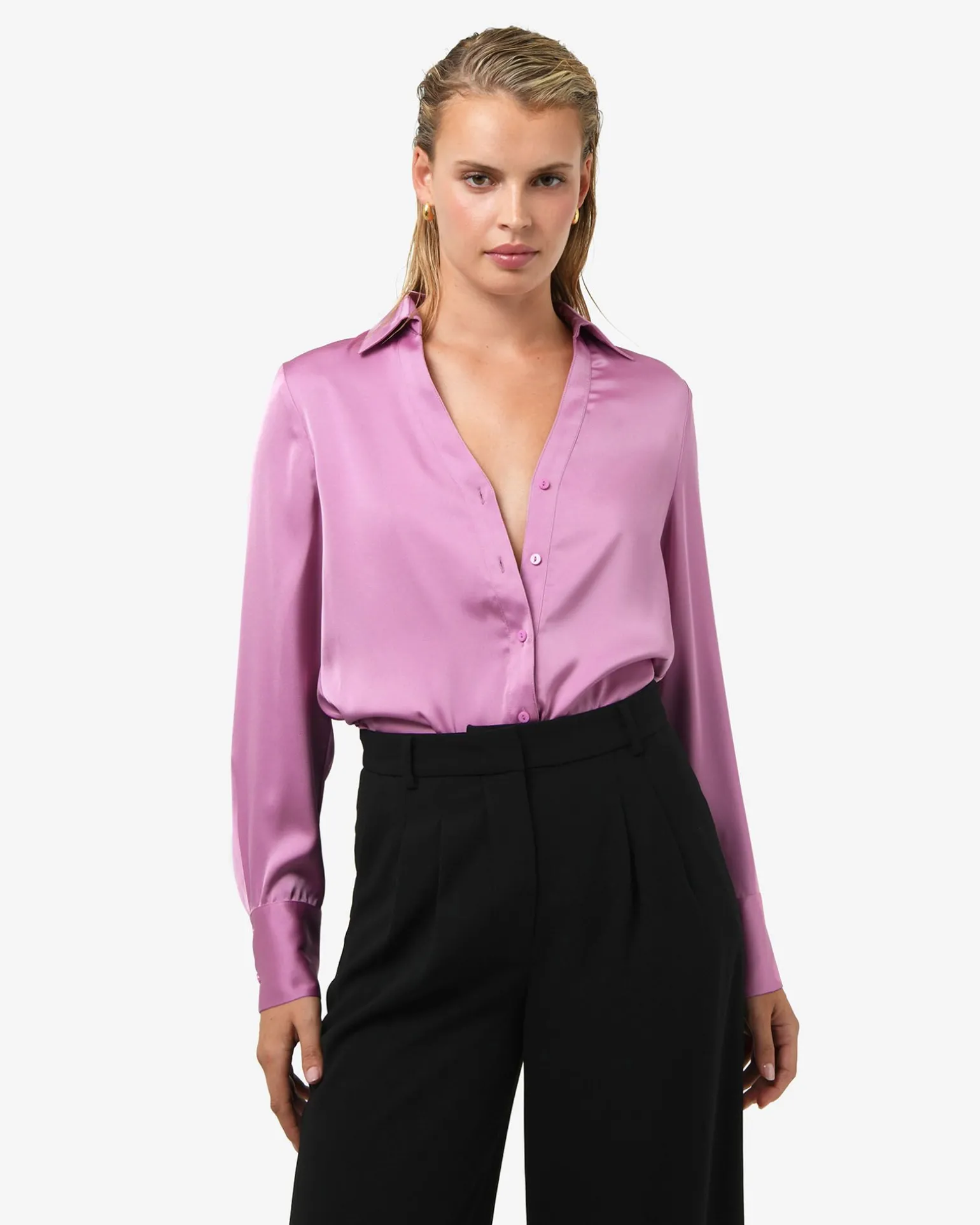 Lila V-neck Satin Blouse