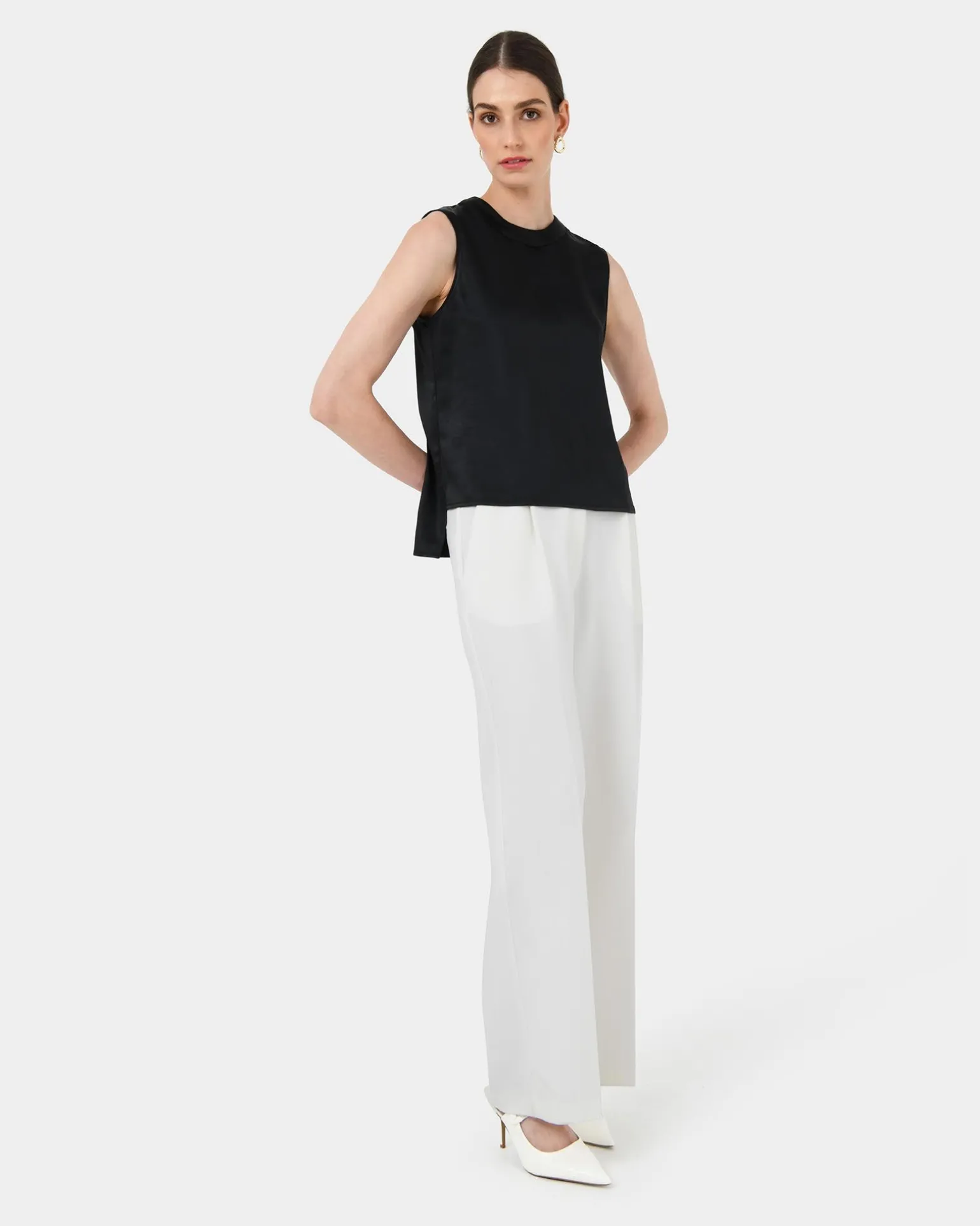 Louisa Round Neck Satin Top