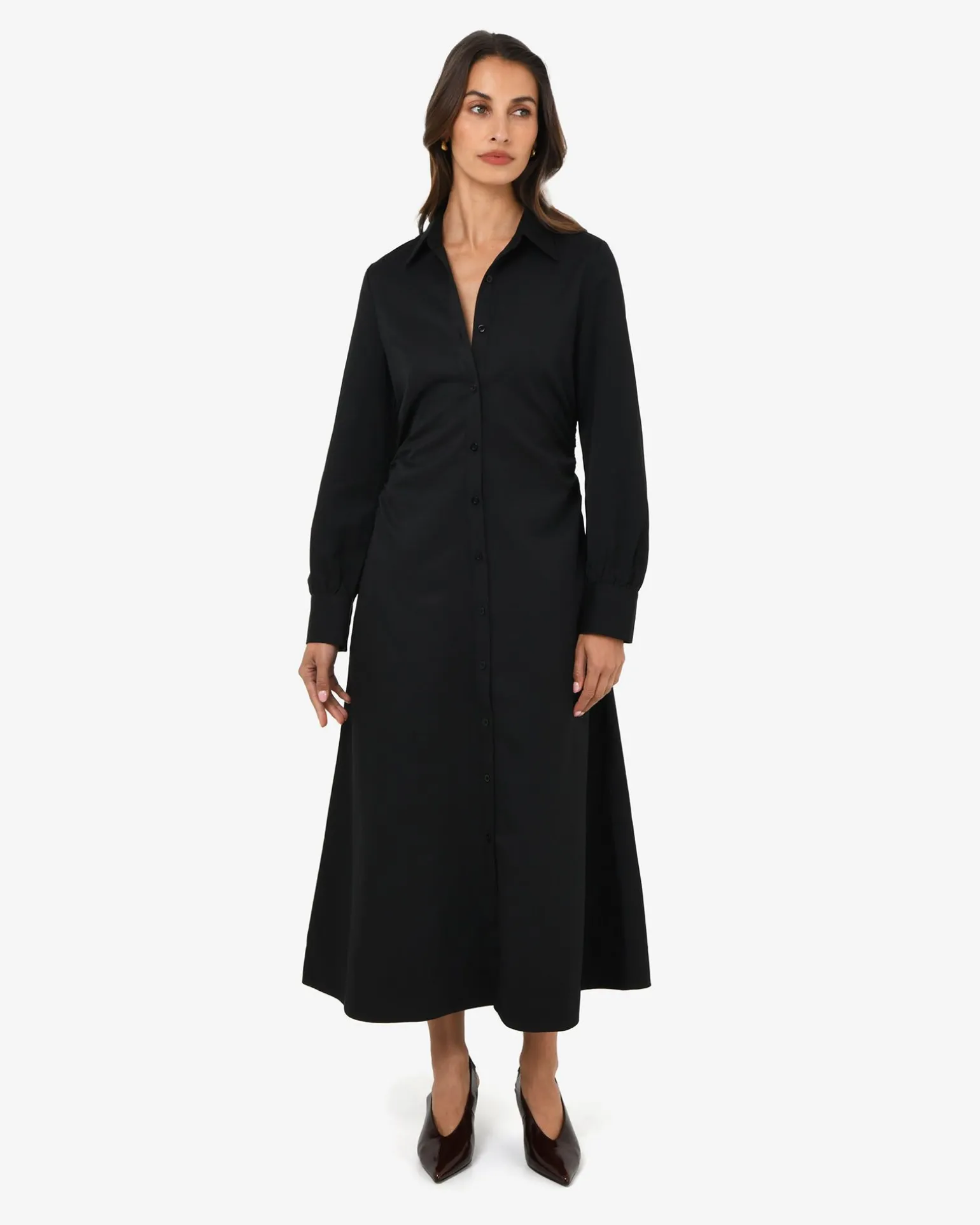 Lune Ruched Shirt Dress
