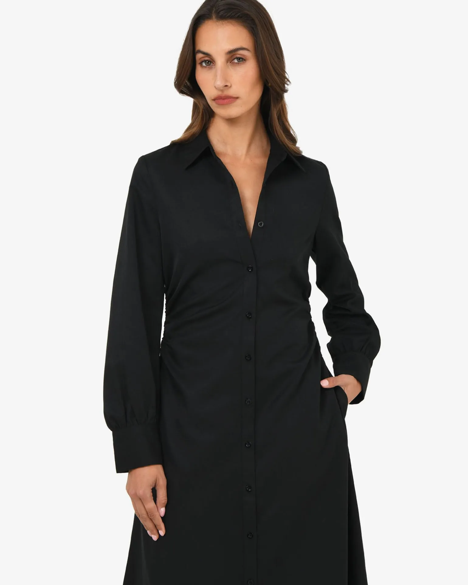 Lune Ruched Shirt Dress
