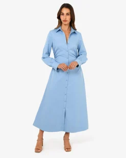 Lune Ruched Shirt Dress