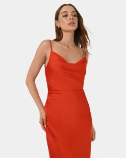 Mae Side Ruched Satin Dress