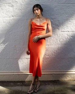 Mae Side Ruched Satin Dress