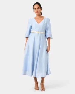 Marlie Puff Sleeve Midi Dress