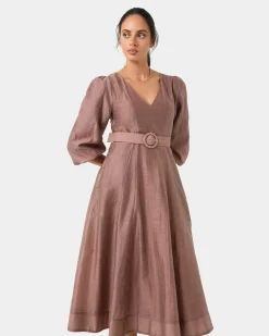 Marlie Puff Sleeve Midi Dress
