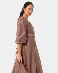 Marlie Puff Sleeve Midi Dress