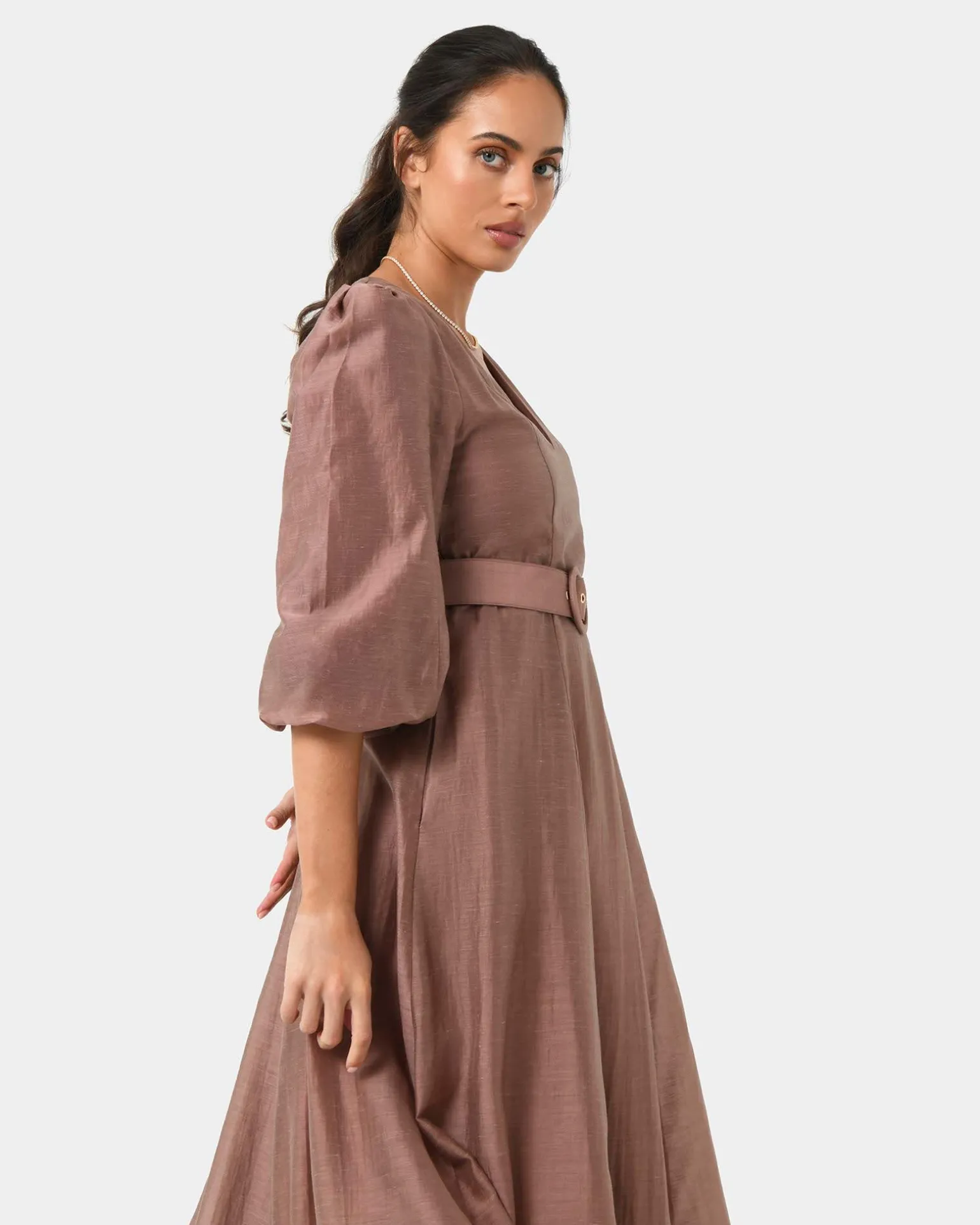 Marlie Puff Sleeve Midi Dress