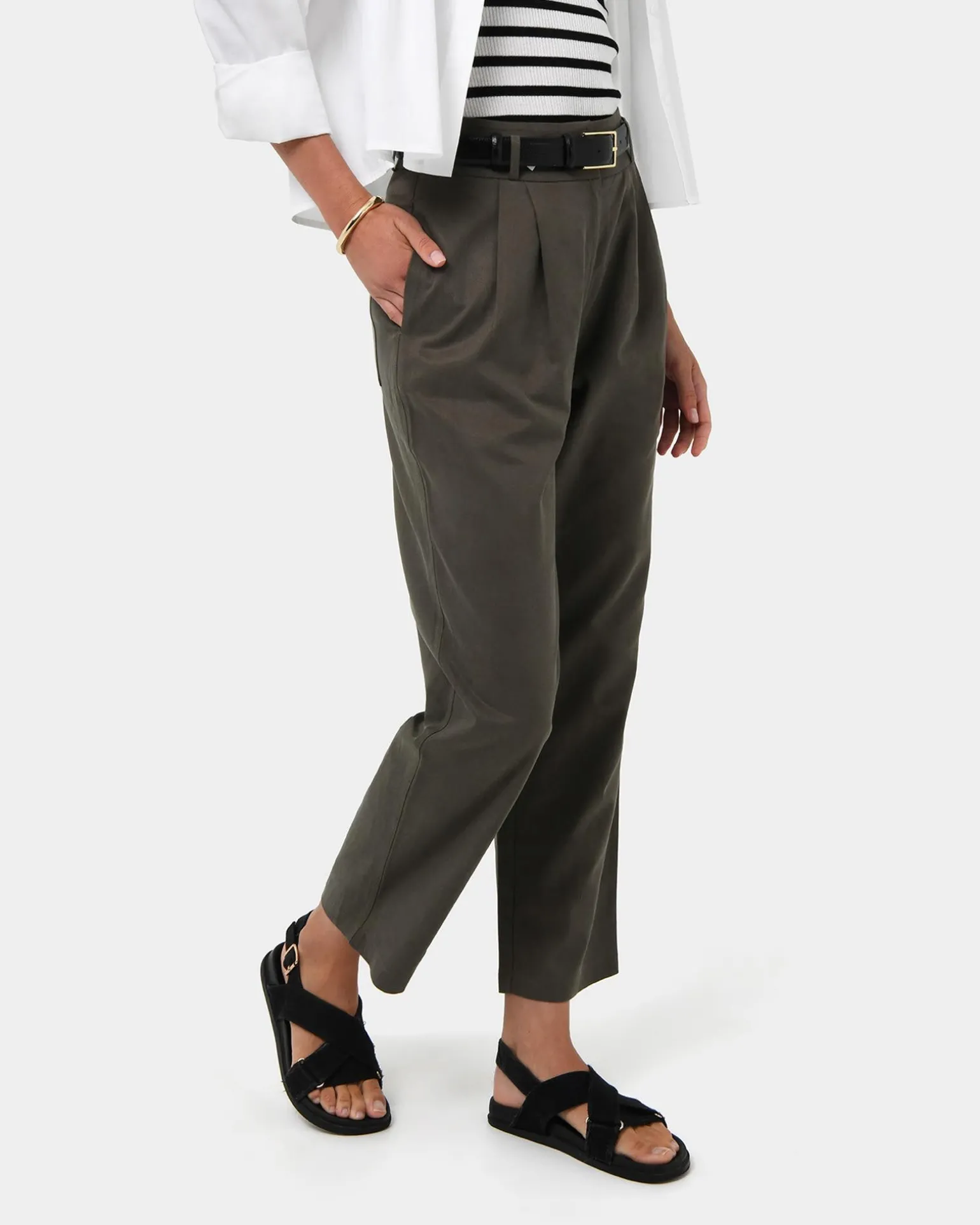 Mazzy Cotton Belted Trousers