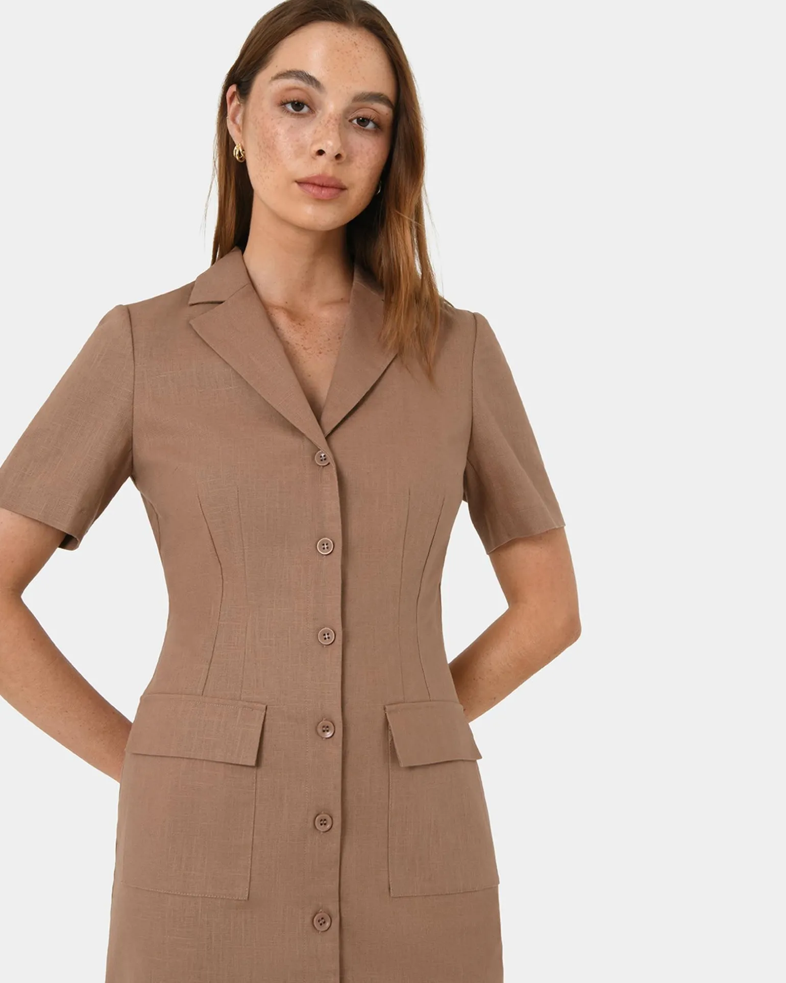 Nia Button Linen Dress
