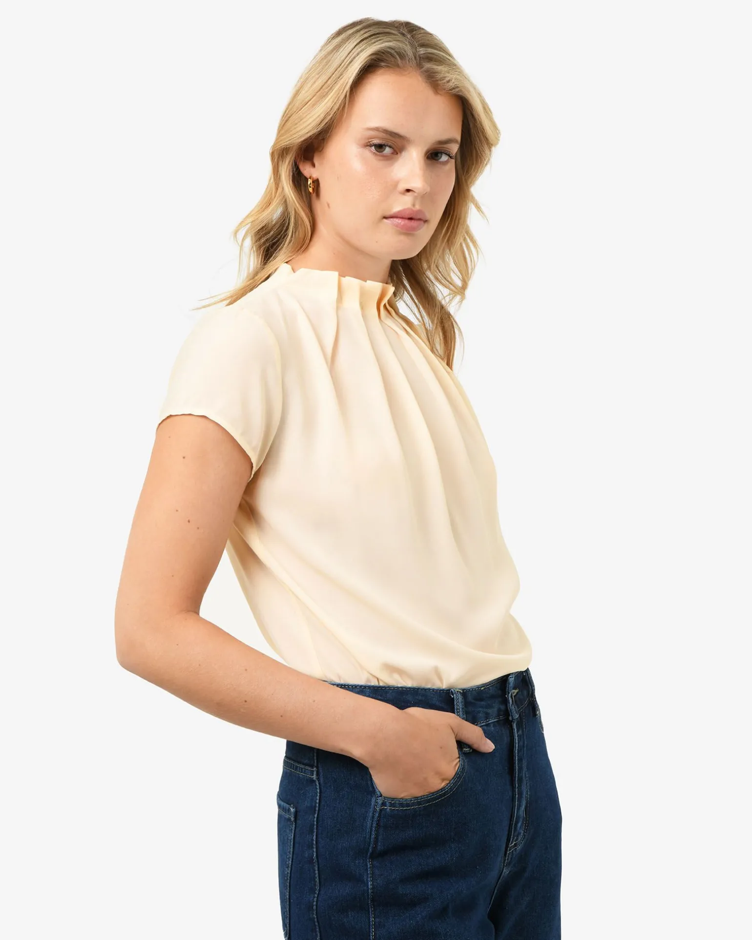 Olivia Pleated High Neck Top