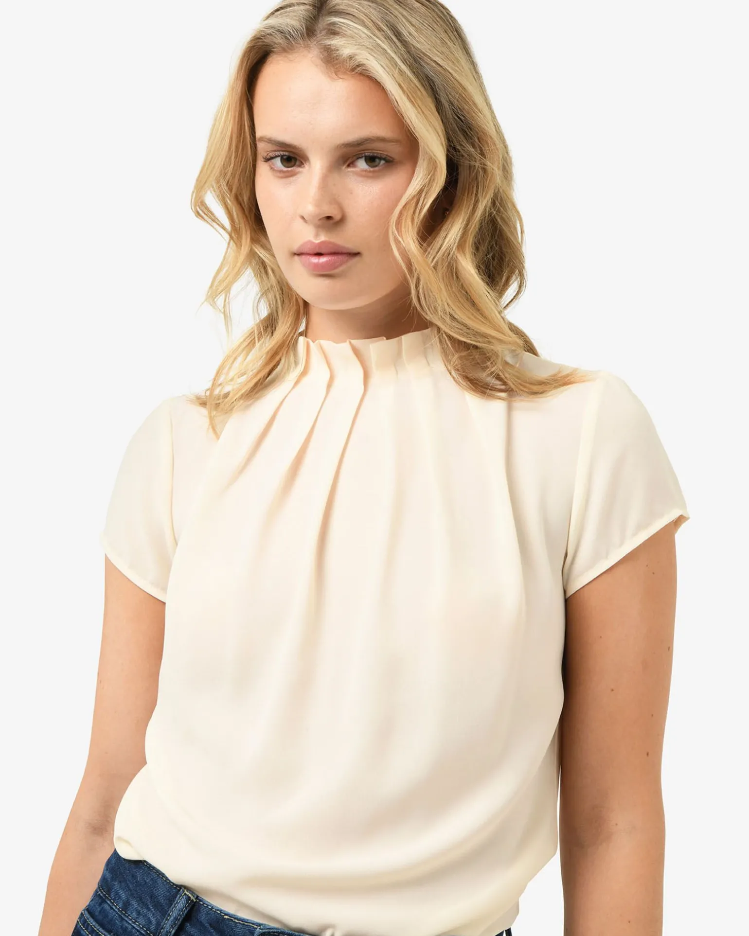 Olivia Pleated High Neck Top
