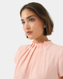 Olivia Pleated High Neck Top