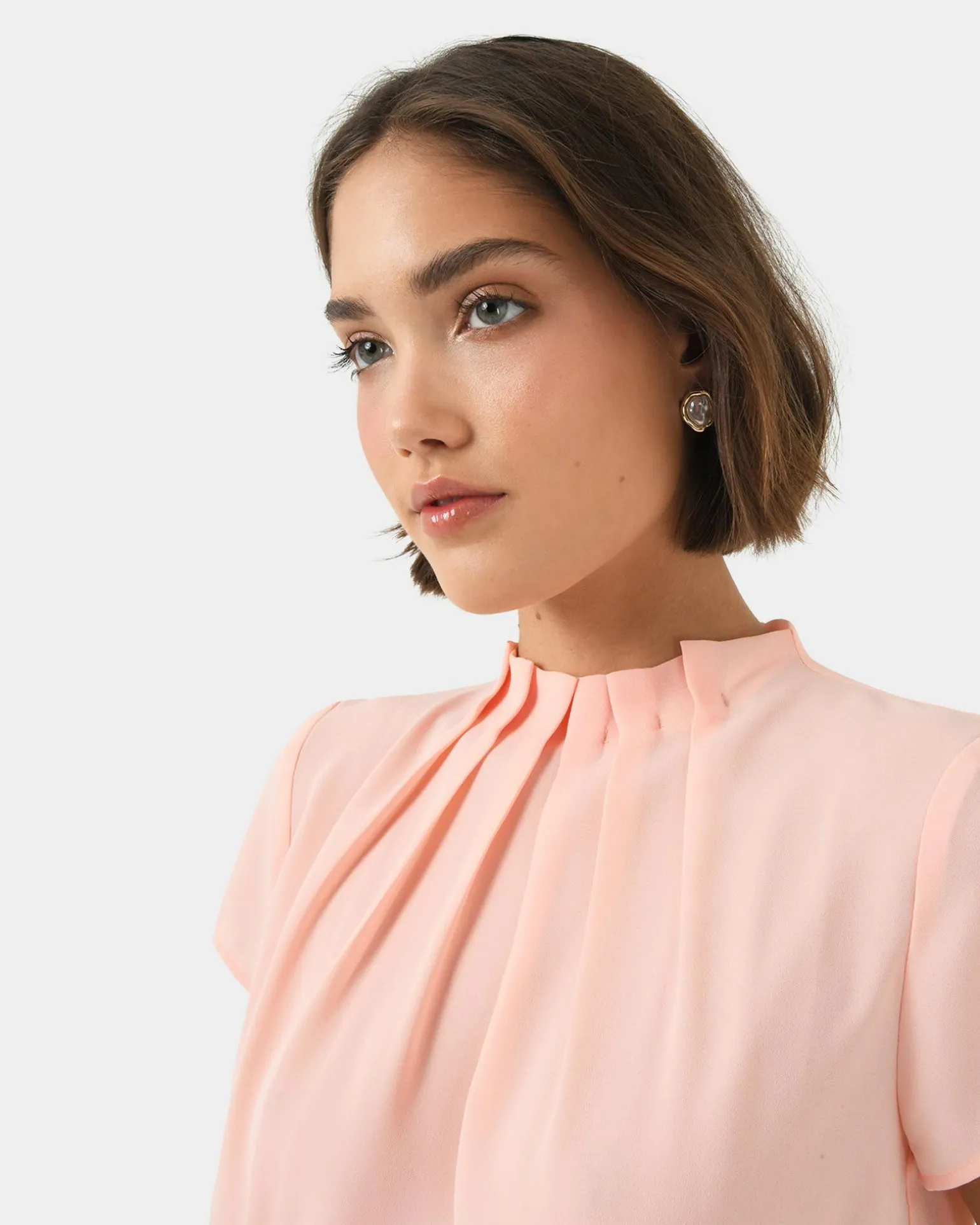 Olivia Pleated High Neck Top